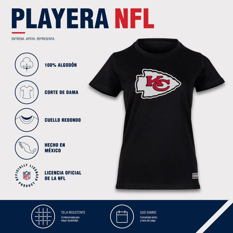 Playera Aficionado NFL Kansas City Chiefs Manga Corta Negro Mujer