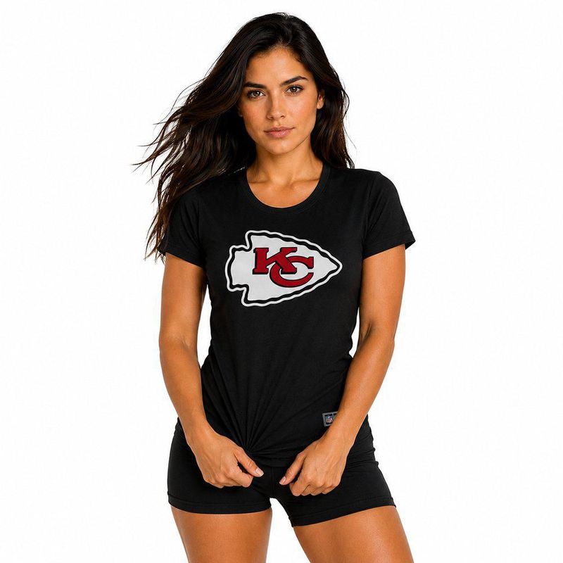 Playera Aficionado NFL Kansas City Chiefs Manga Corta Negro Mujer