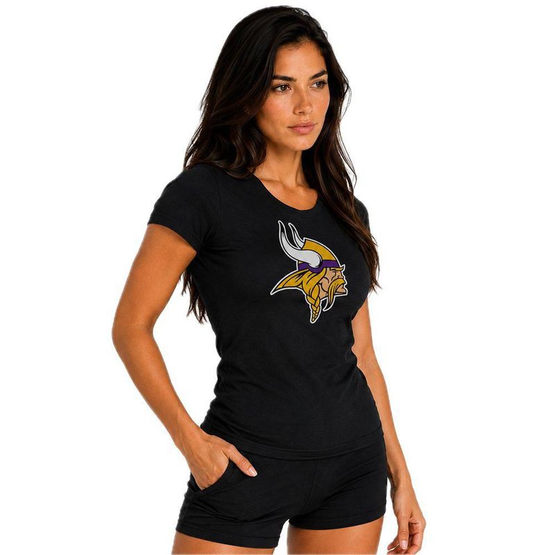 Playera Aficionado NFL Minnesota Vikings Manga Corta Negro Mujer
