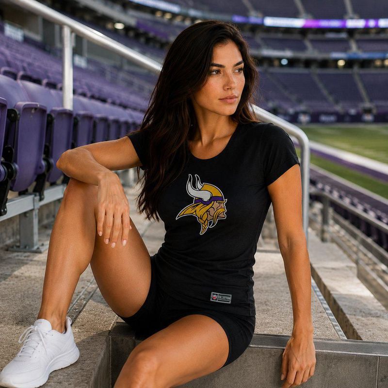 Playera Aficionado NFL Minnesota Vikings Manga Corta Negro Mujer