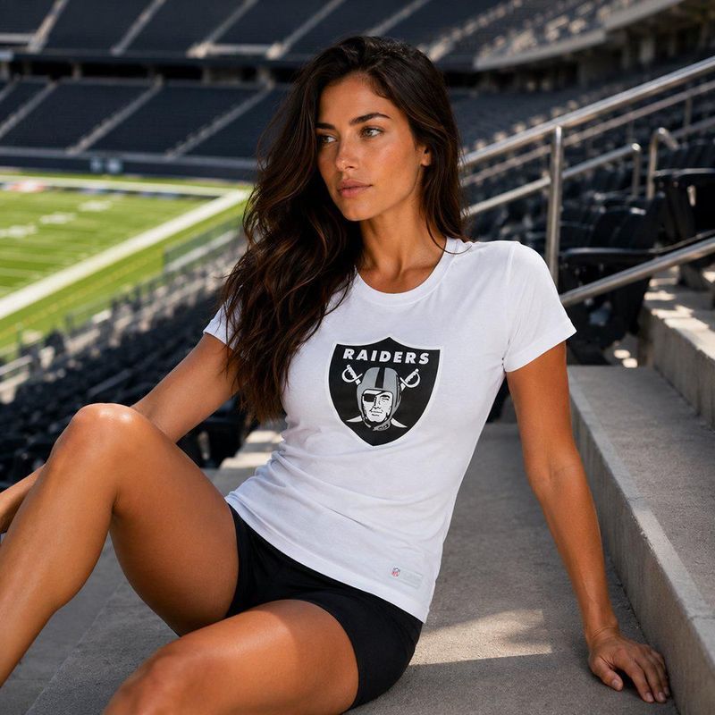 Playera Aficionado NFL Las Vegas Raiders Manga Corta Blanco Mujer