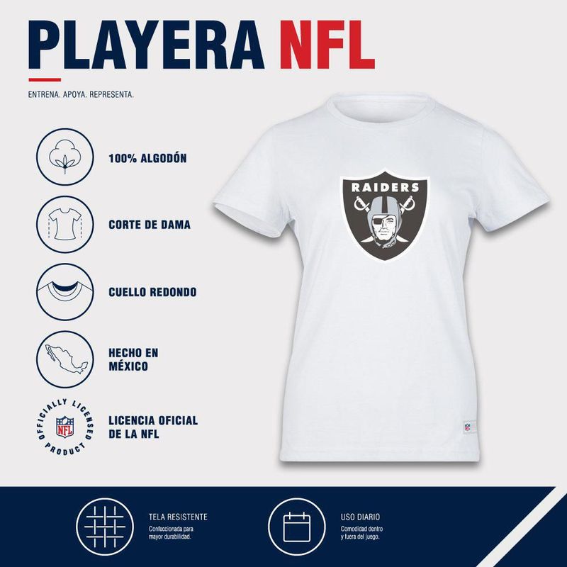 Playera Aficionado NFL Las Vegas Raiders Manga Corta Blanco Mujer
