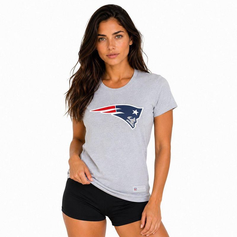 Playera Aficionado NFL New England Patriots Manga Corta Gris Mujer