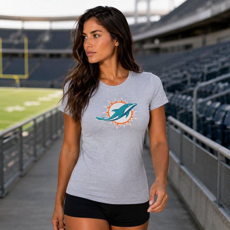 Playera Aficionado NFL Miami Dolphins Manga Corta Gris Mujer