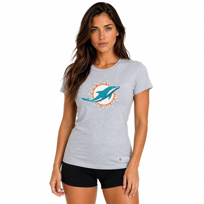 Playera Aficionado NFL Miami Dolphins Manga Corta Gris Mujer