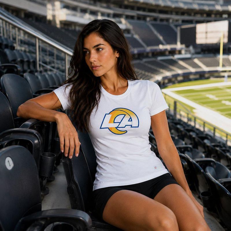 Playera Aficionado NFL Los Angeles Rams Manga Corta Blanco Mujer