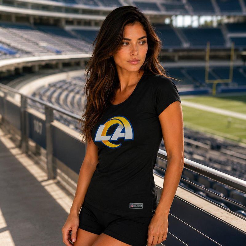 Playera Aficionado NFL Los Angeles Rams Manga Corta Negro Mujer