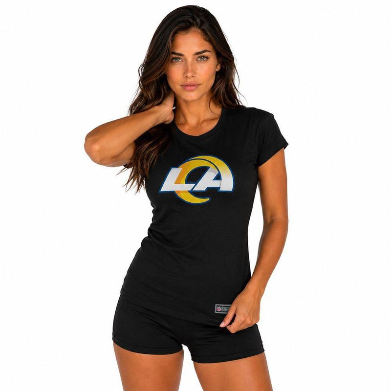 Playera Aficionado NFL Los Angeles Rams Manga Corta Negro Mujer