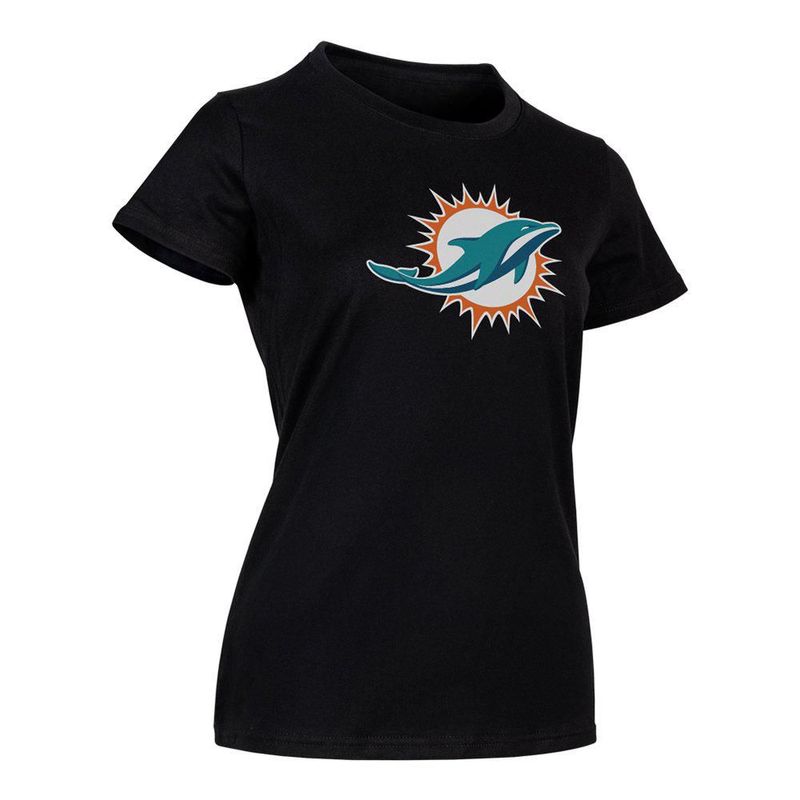 Playera Aficionado NFL Miami Dolphins Manga Corta Negro Mujer