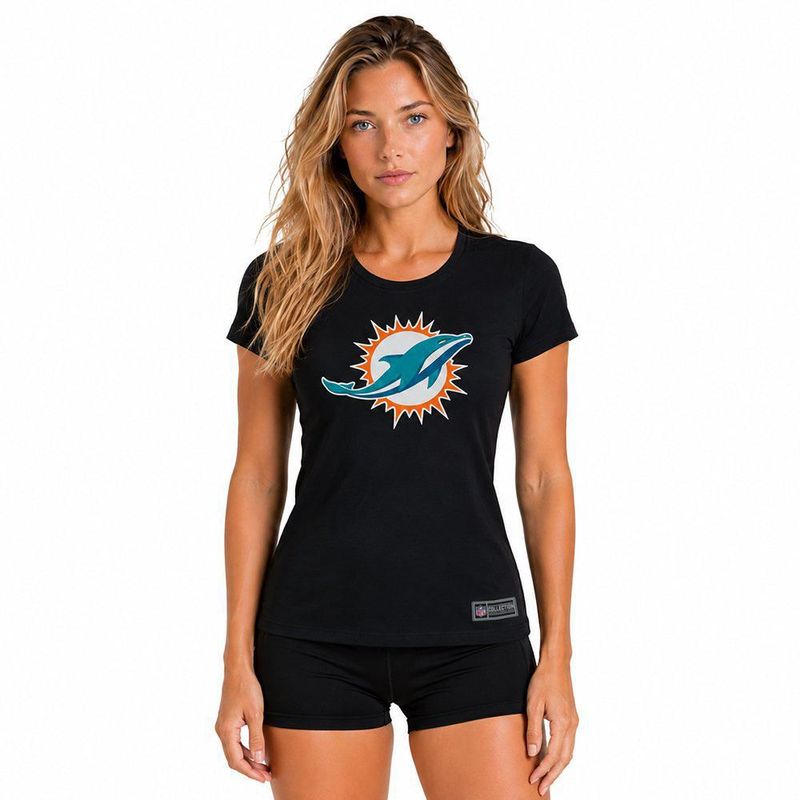 Playera Aficionado NFL Miami Dolphins Manga Corta Negro Mujer