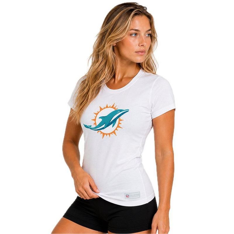 Playera Aficionado NFL Miami Dolphins Manga Corta Blanco Mujer