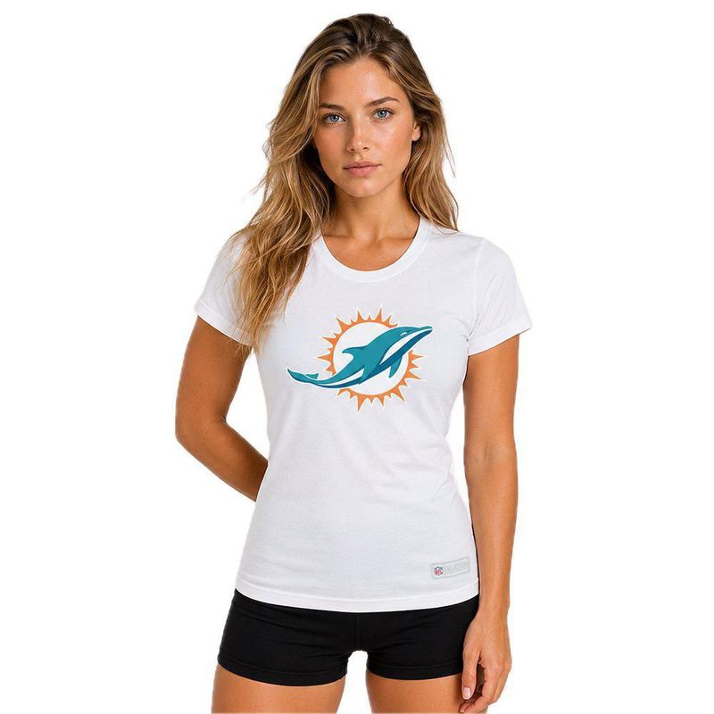 Playera Aficionado NFL Miami Dolphins Manga Corta Blanco Mujer