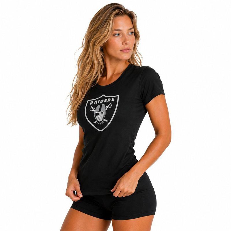Playera Aficionado NFL Las Vegas Raiders Manga Corta Negro Mujer