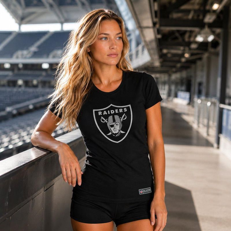 Playera Aficionado NFL Las Vegas Raiders Manga Corta Negro Mujer