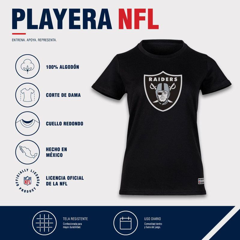 Playera Aficionado NFL Las Vegas Raiders Manga Corta Negro Mujer