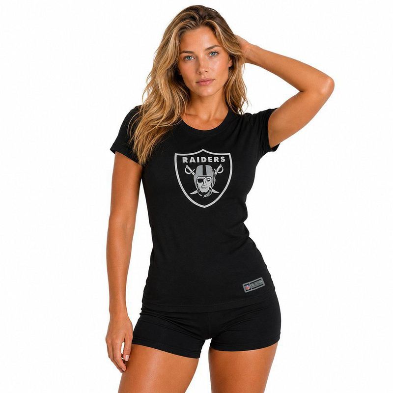 Playera Aficionado NFL Las Vegas Raiders Manga Corta Negro Mujer