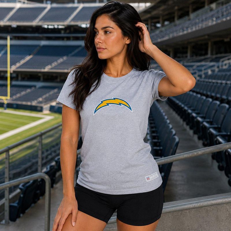 Playera Aficionado NFL Los Angeles Chargers Manga Corta Gris Mujer