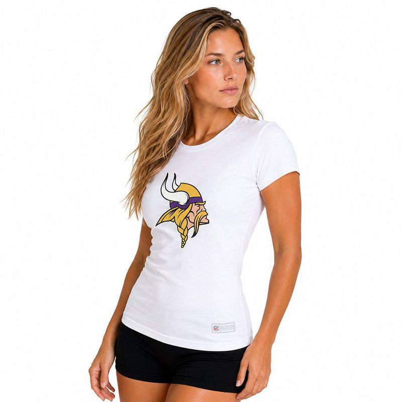 Playera Aficionado NFL Minnesota Vikings Manga Corta Blanco Mujer