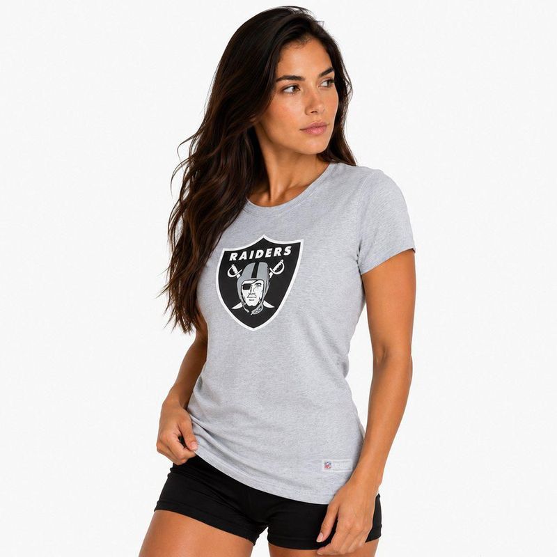Playera Aficionado NFL Las Vegas Raiders Manga Corta Gris Mujer