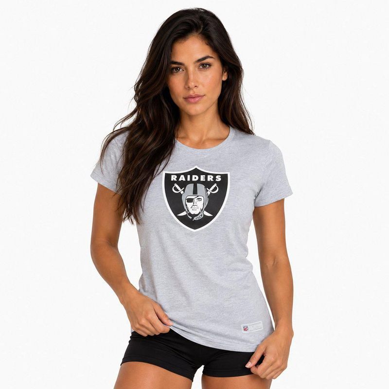 Playera Aficionado NFL Las Vegas Raiders Manga Corta Gris Mujer
