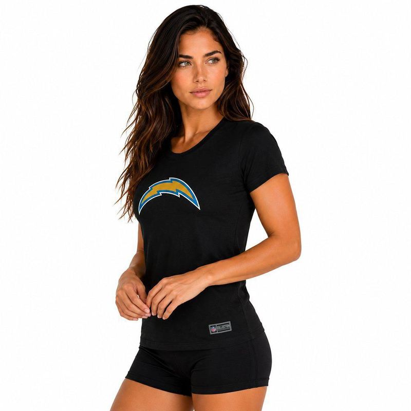 Playera Aficionado NFL Los Angeles Chargers Manga Corta Negro Mujer