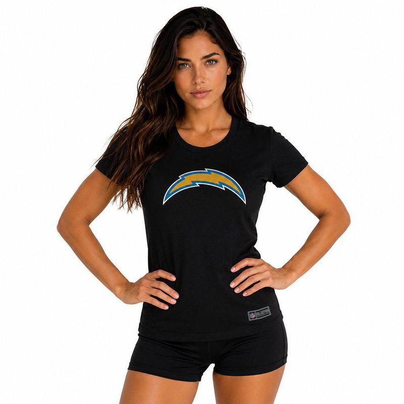 Playera Aficionado NFL Los Angeles Chargers Manga Corta Negro Mujer