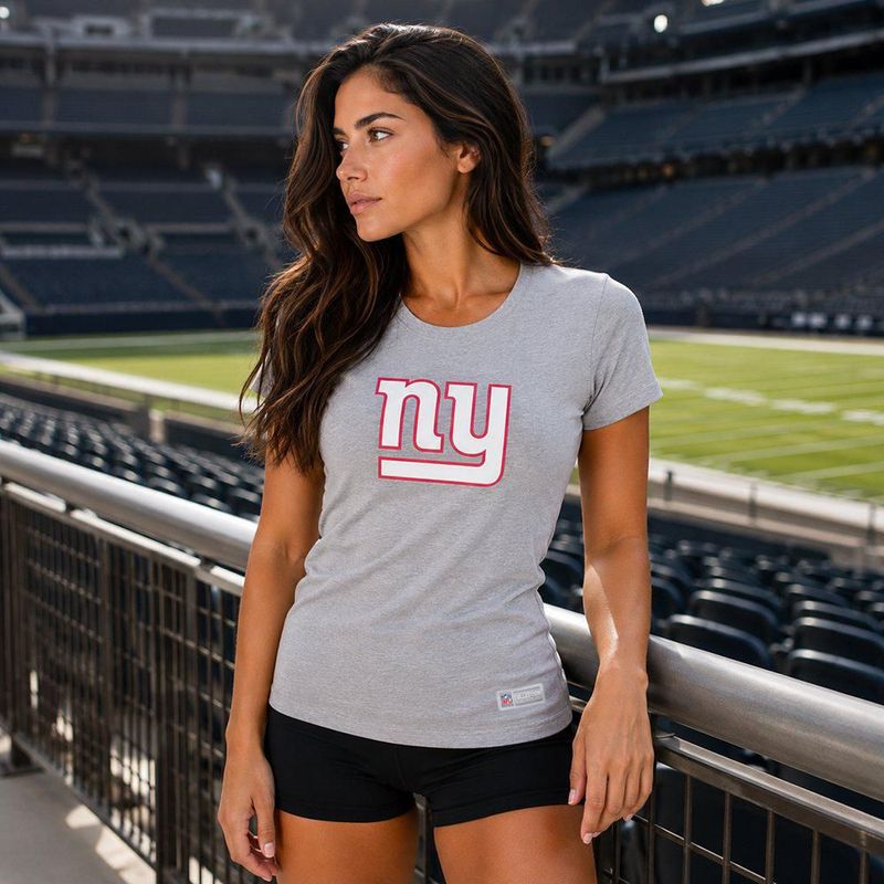 Playera Aficionado NFL New York Giants Manga Corta Gris Mujer