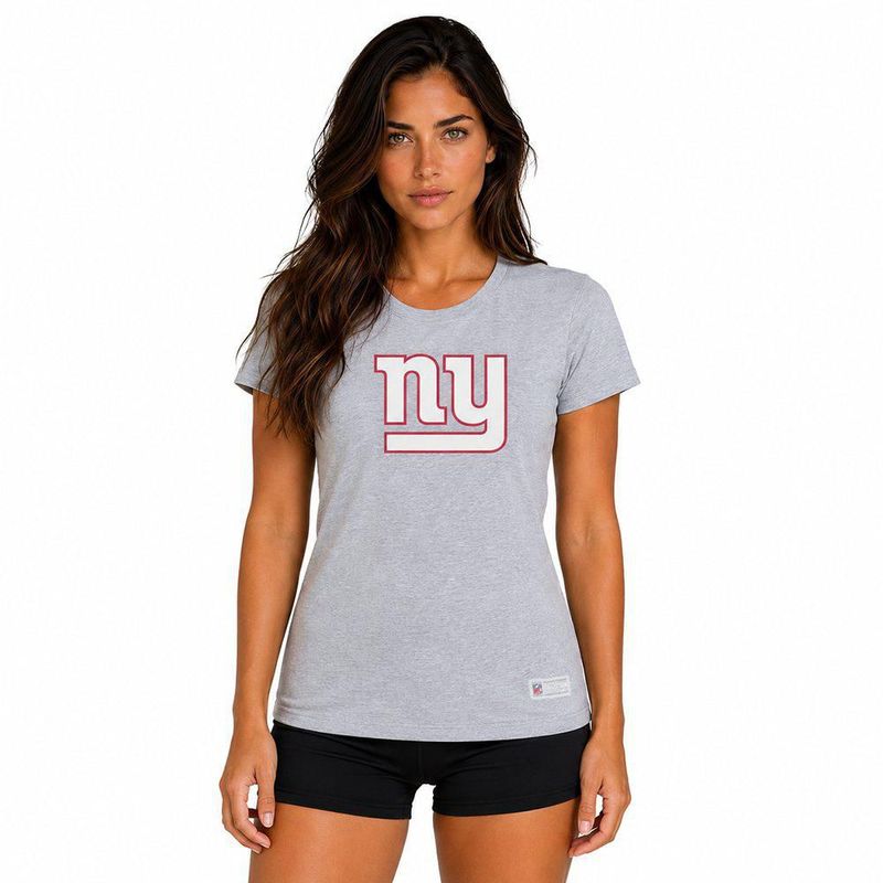Playera Aficionado NFL New York Giants Manga Corta Gris Mujer