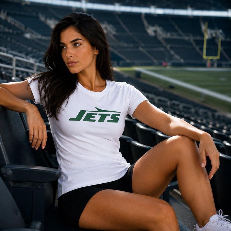 Playera Aficionado NFL New York Jets Manga Corta Blanco Mujer