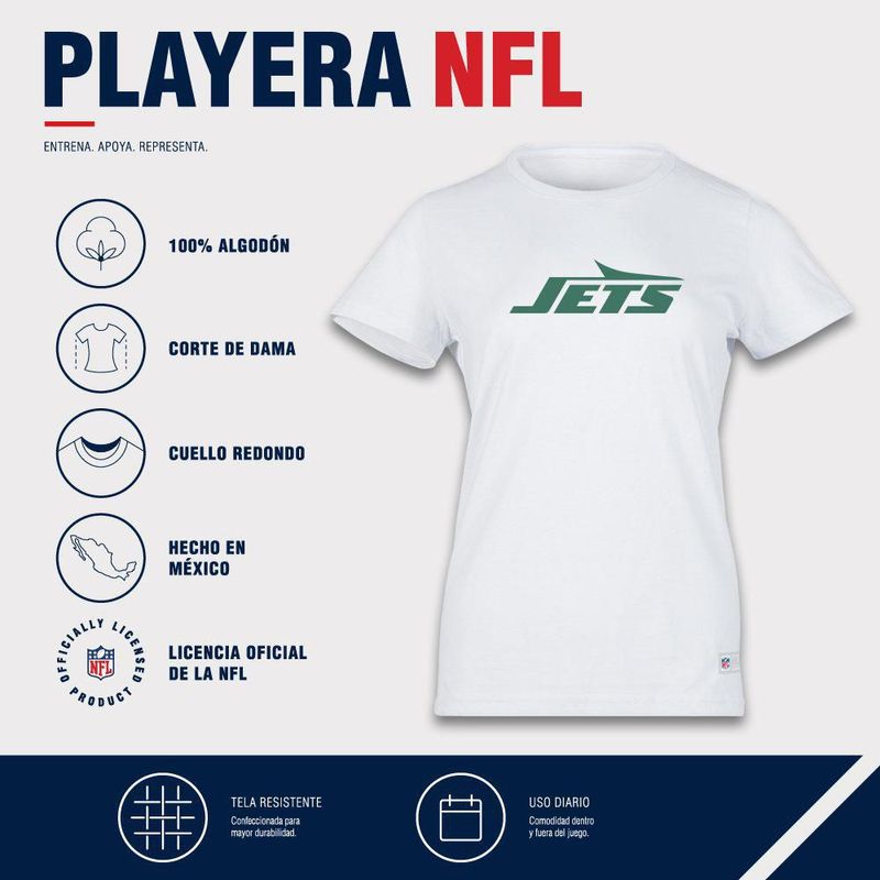 Playera Aficionado NFL New York Jets Manga Corta Blanco Mujer