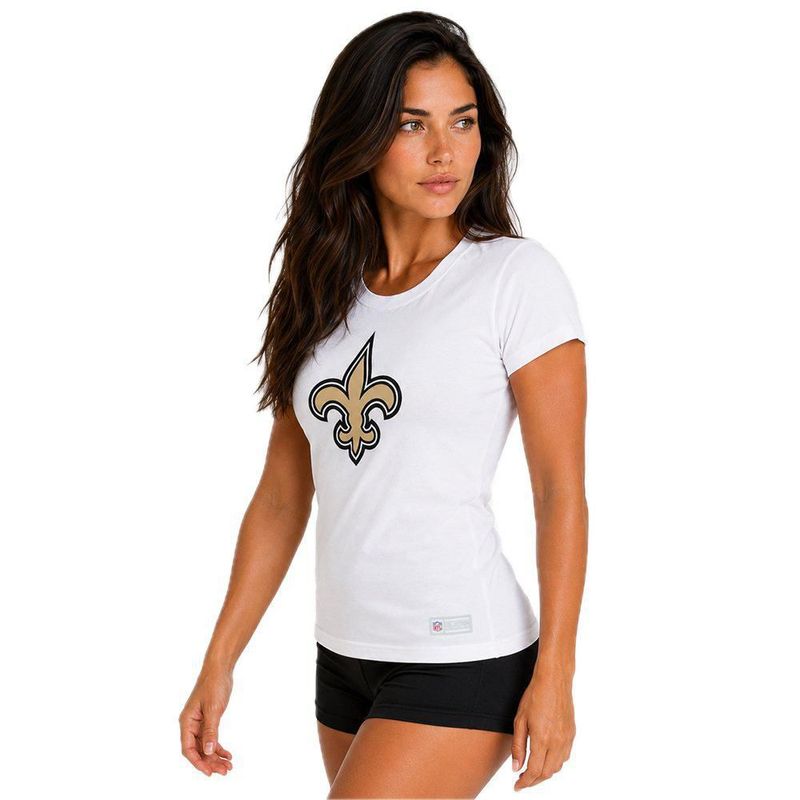 Playera Aficionado NFL New Orleans Saints Manga Corta Blanco Mujer