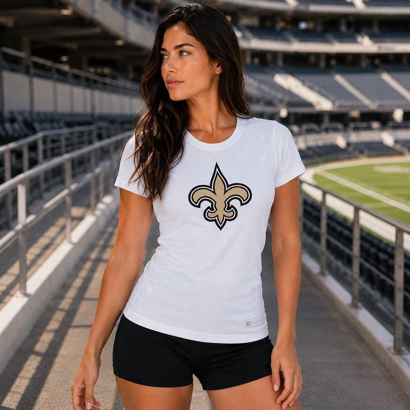 Playera Aficionado NFL New Orleans Saints Manga Corta Blanco Mujer