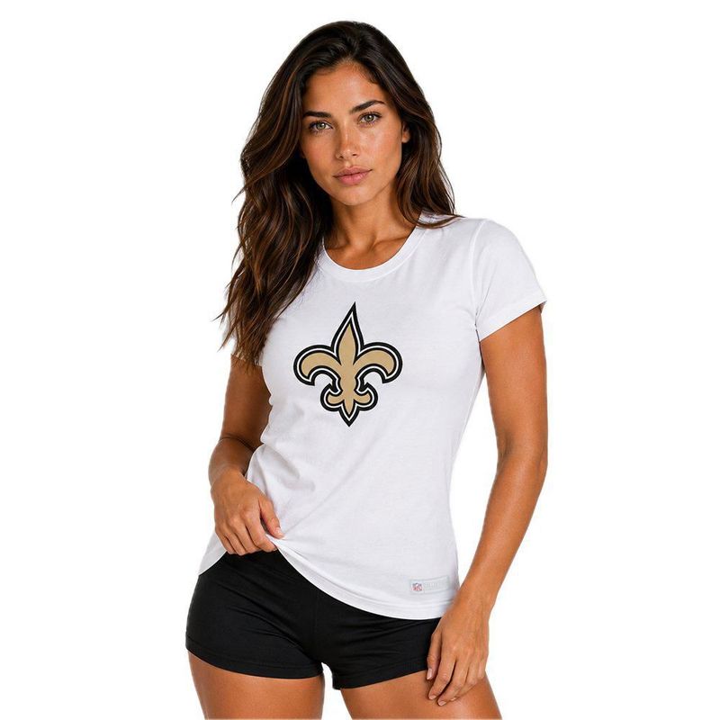 Playera Aficionado NFL New Orleans Saints Manga Corta Blanco Mujer