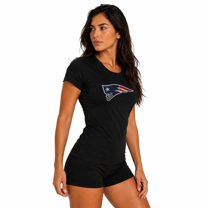 Playera Aficionado NFL New England Patriots Manga Corta Negro Mujer