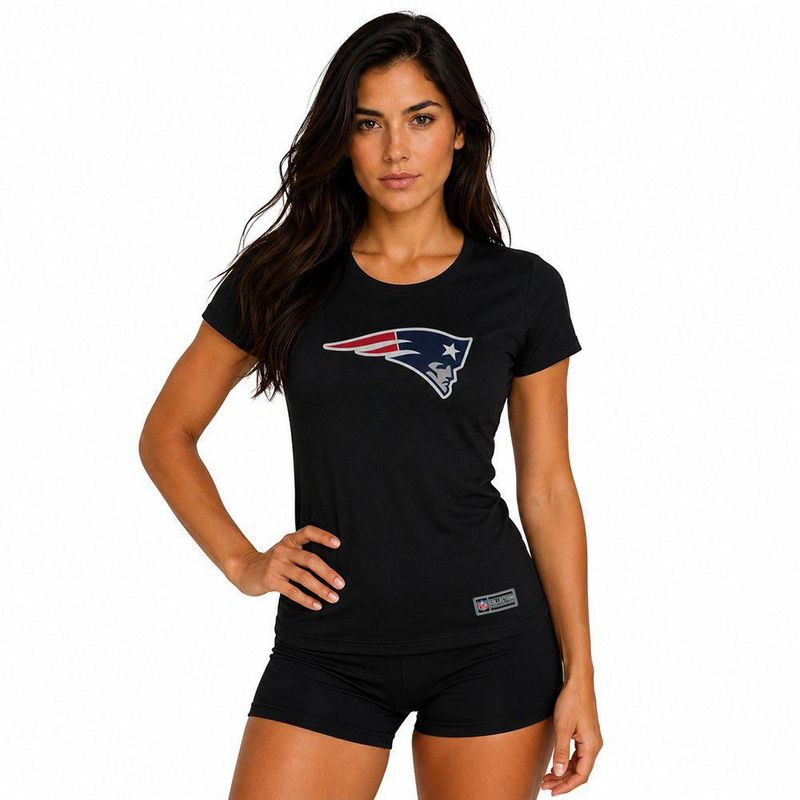 Playera Aficionado NFL New England Patriots Manga Corta Negro Mujer