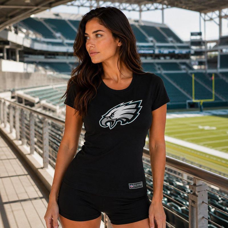 Playera Aficionado NFL Philadelphia Eagles Manga Corta Negro Mujer