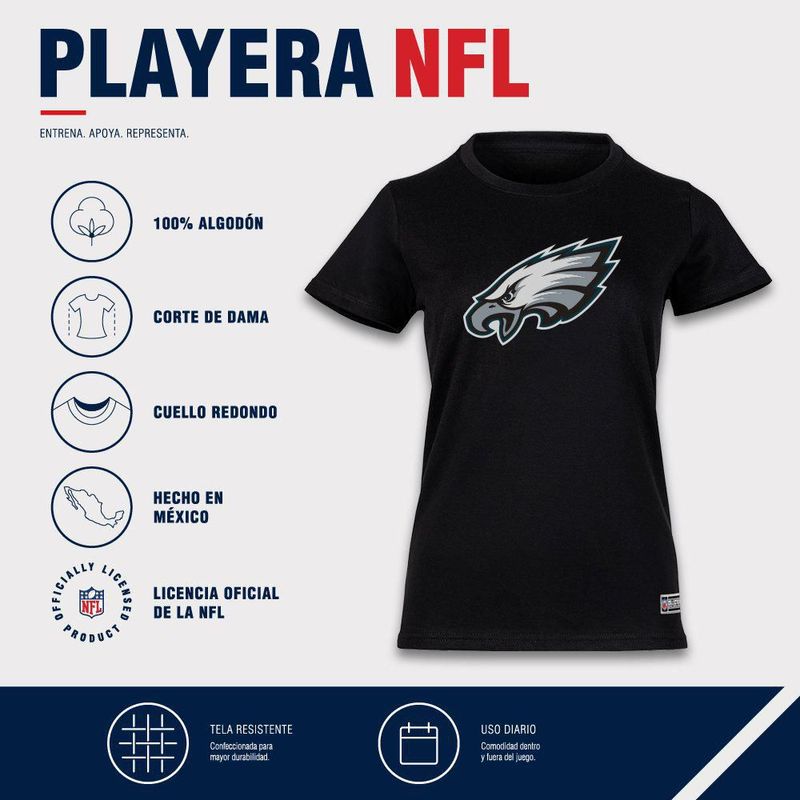 Playera Aficionado NFL Philadelphia Eagles Manga Corta Negro Mujer