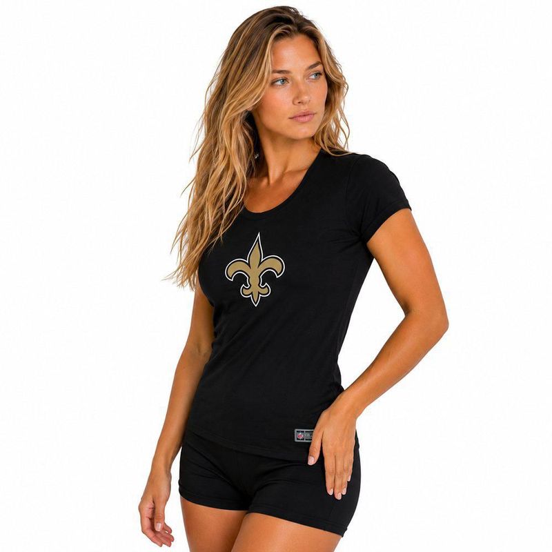 Playera Aficionado NFL New Orleans Saints Manga Corta Negro Mujer