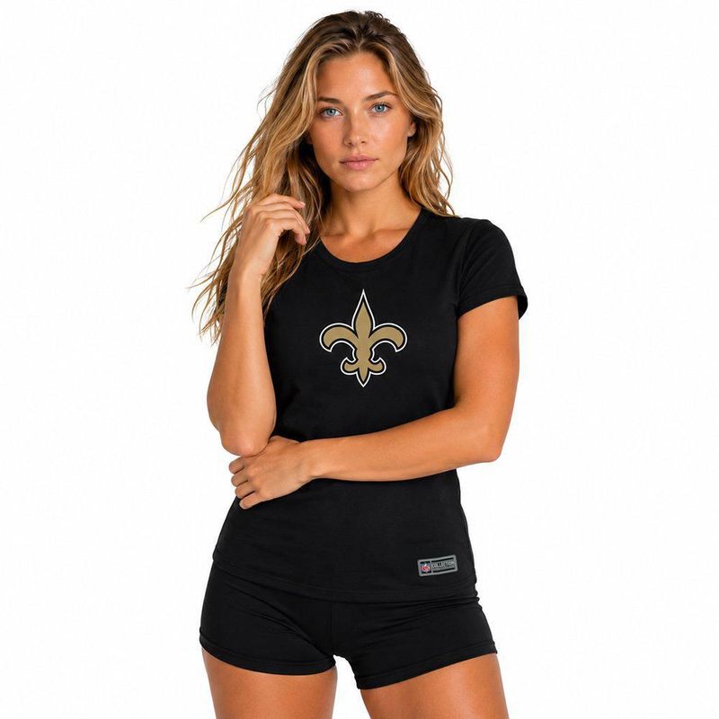 Playera Aficionado NFL New Orleans Saints Manga Corta Negro Mujer