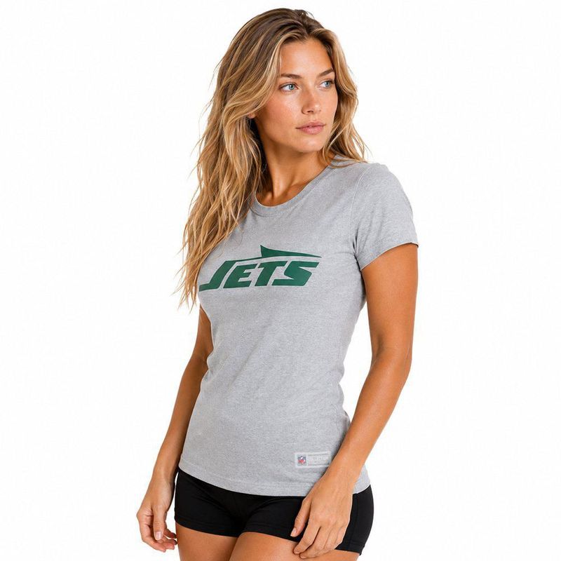 Playera Aficionado NFL New York Jets Manga Corta Gris Mujer