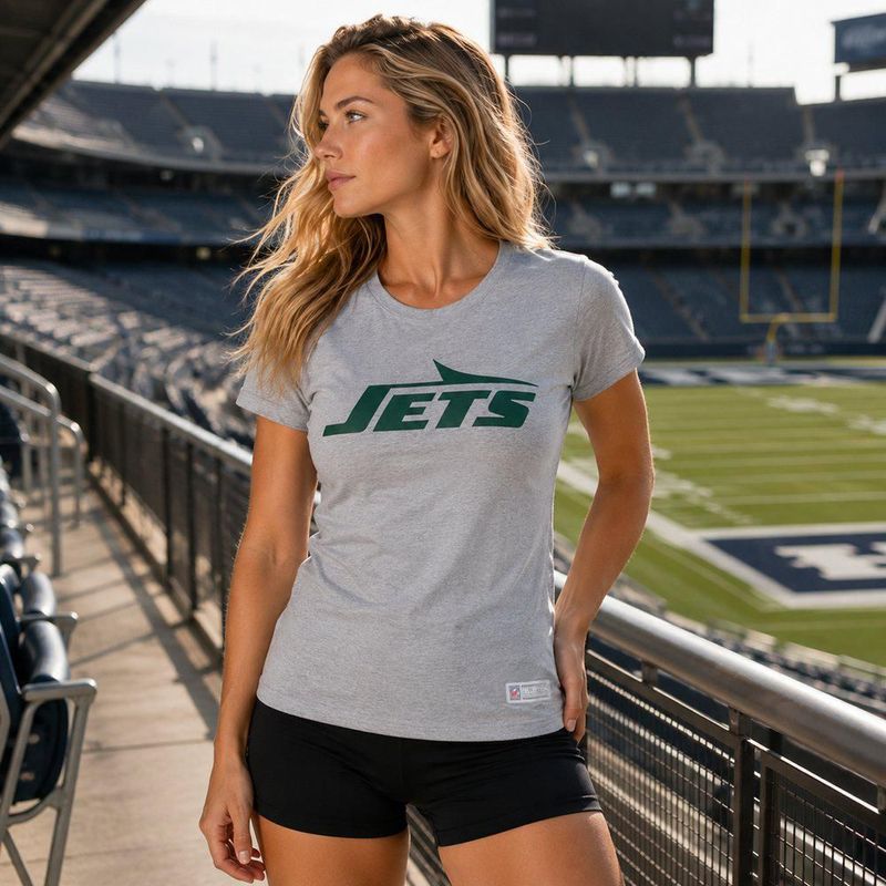 Playera Aficionado NFL New York Jets Manga Corta Gris Mujer