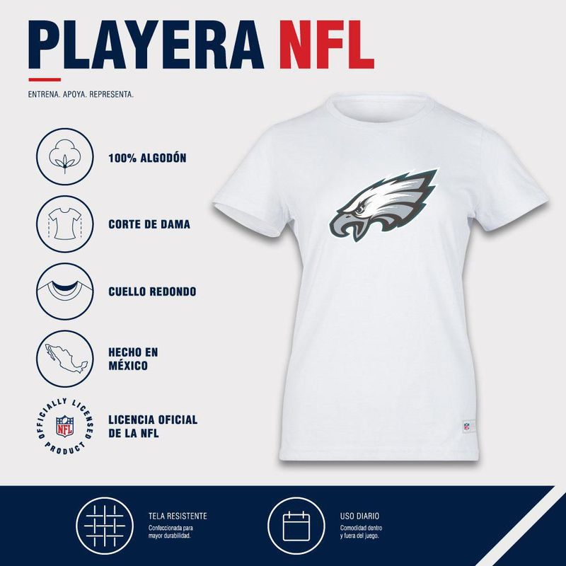 Playera Aficionado NFL Philadelphia Eagles Manga Corta Blanco Mujer