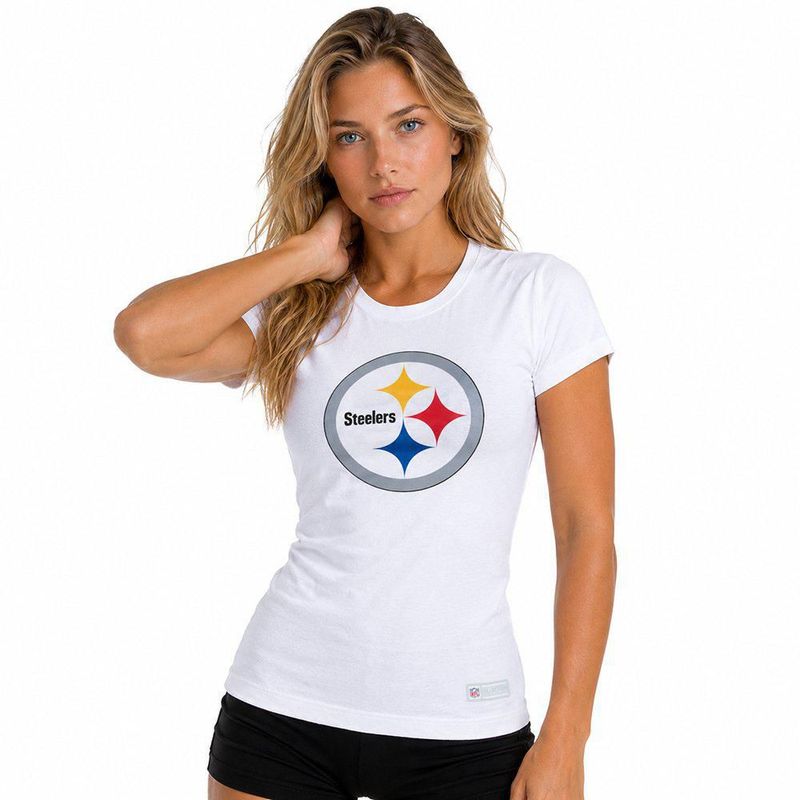 Playera Aficionado NFL Pittsburgh Steelers Manga Corta Blanco Mujer