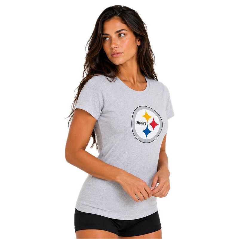 Playera Aficionado NFL Pittsburgh Steelers Manga Corta Gris Mujer