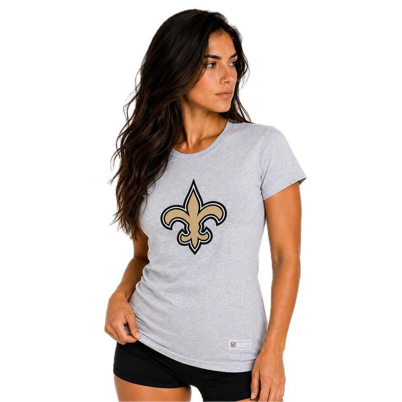 Playera Aficionado NFL New Orleans Saints Manga Corta Gris Mujer