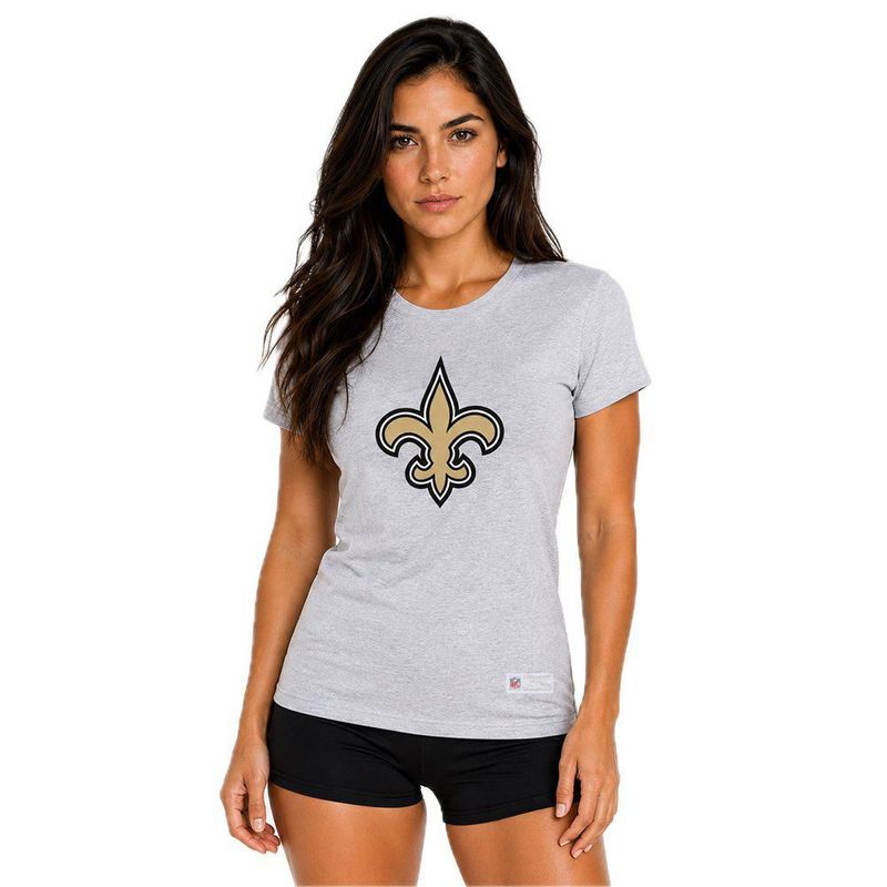 Playera Aficionado NFL New Orleans Saints Manga Corta Gris Mujer