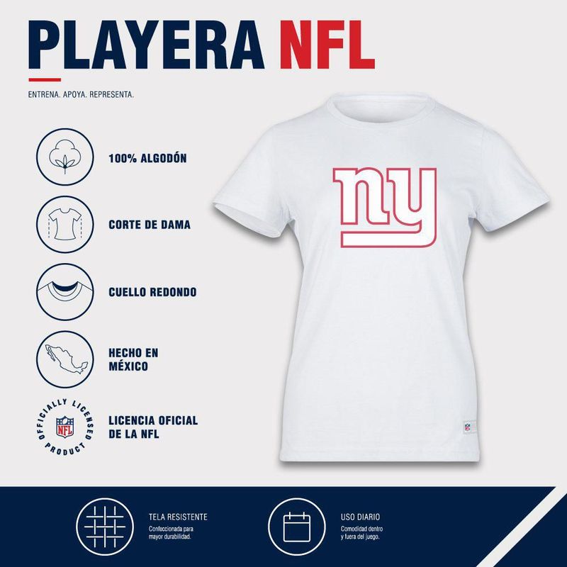 Playera Aficionado NFL New York Giants Manga Corta Blanco Mujer