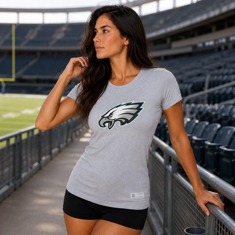 Playera Aficionado NFL Philadelphia Eagles Manga Corta Gris Mujer