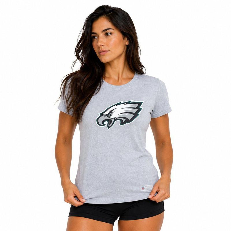 Playera Aficionado NFL Philadelphia Eagles Manga Corta Gris Mujer