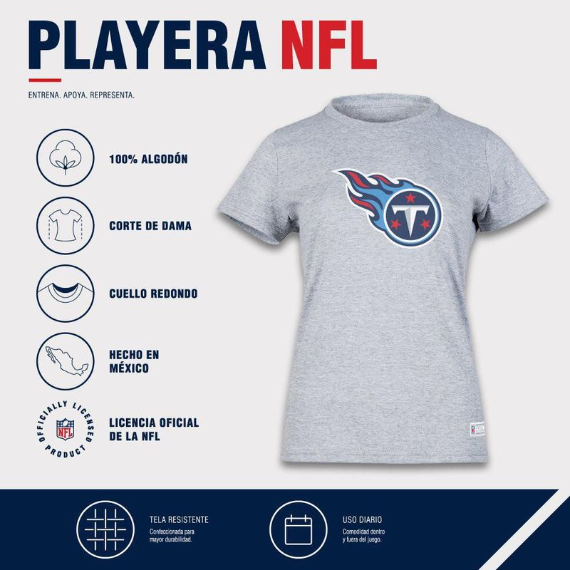 Playera Aficionado NFL Tennessee Titans Manga Corta Gris Mujer